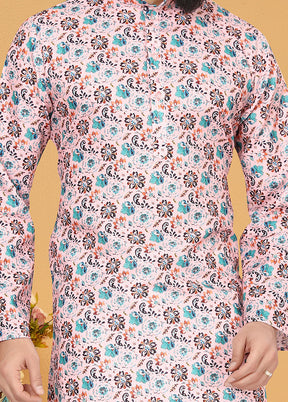 2 Pc Pink Cotton Father And Son Combo Set