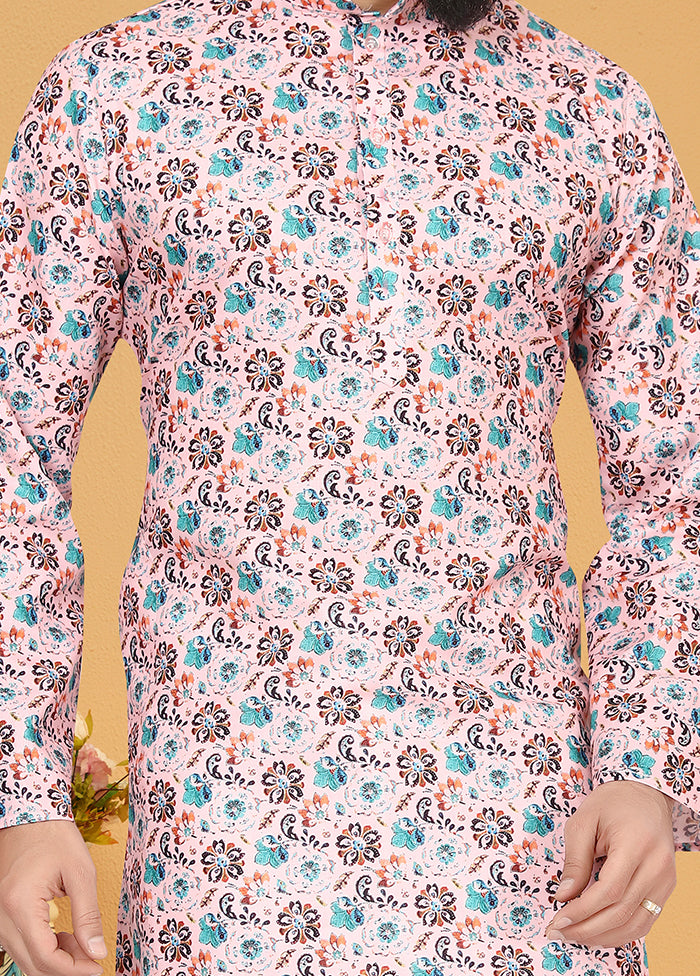 2 Pc Pink Cotton Father And Son Combo Set