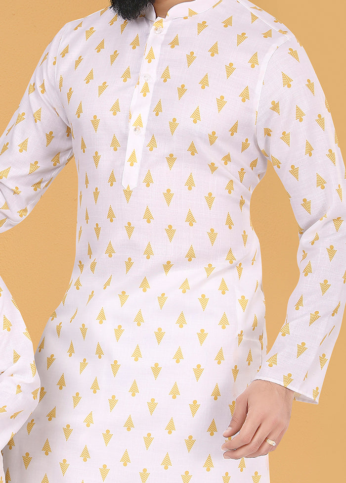 2 Pc White Cotton Father And Son Combo Set