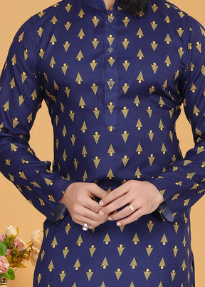 2 Pc Blue Cotton Father And Son Combo Set
