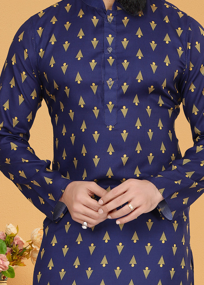 2 Pc Blue Cotton Father And Son Combo Set