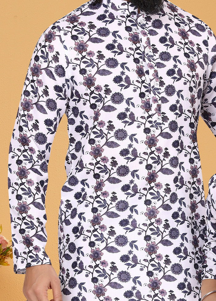 2 Pc White Cotton Father And Son Combo Set