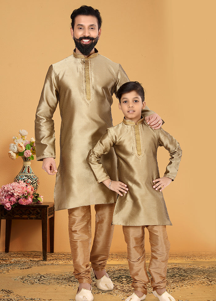 2 Pc Golden Silk Father And Son Combo Set