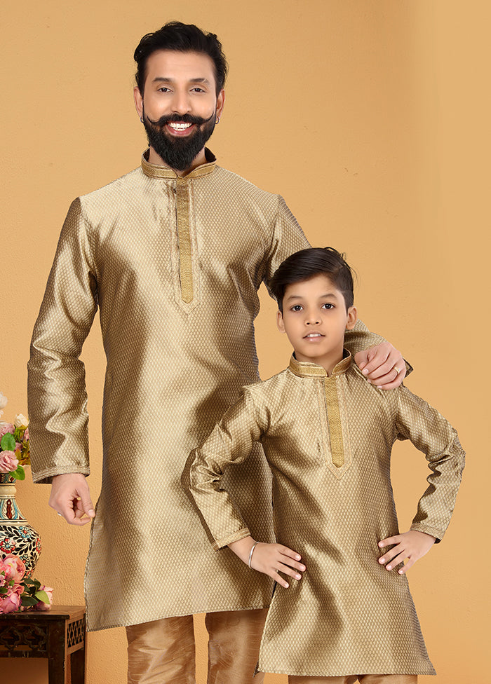 2 Pc Golden Silk Father And Son Combo Set