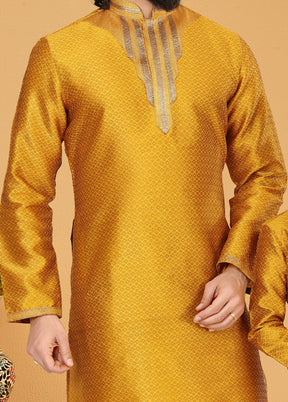 2 Pc Yellow Silk Father And Son Combo Set