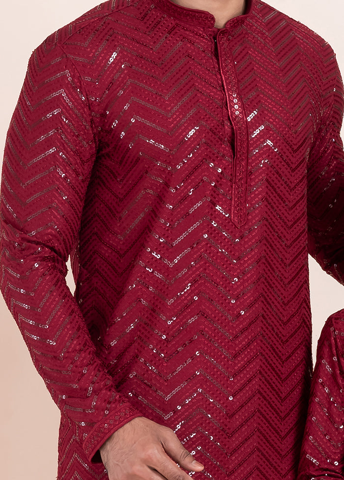 2 Pc Maroon Viscose Father And Son Combo Set