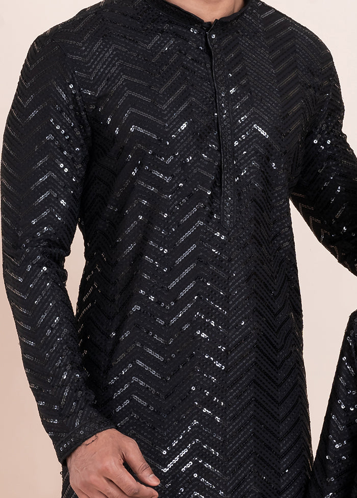 2 Pc Black Viscose Father And Son Combo Set