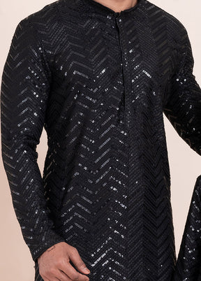 2 Pc Black Viscose Father And Son Combo Set