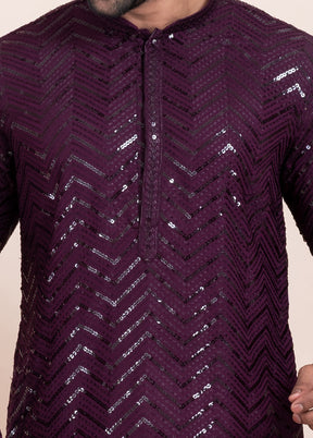 2 Pc Purple Viscose Father And Son Combo Set