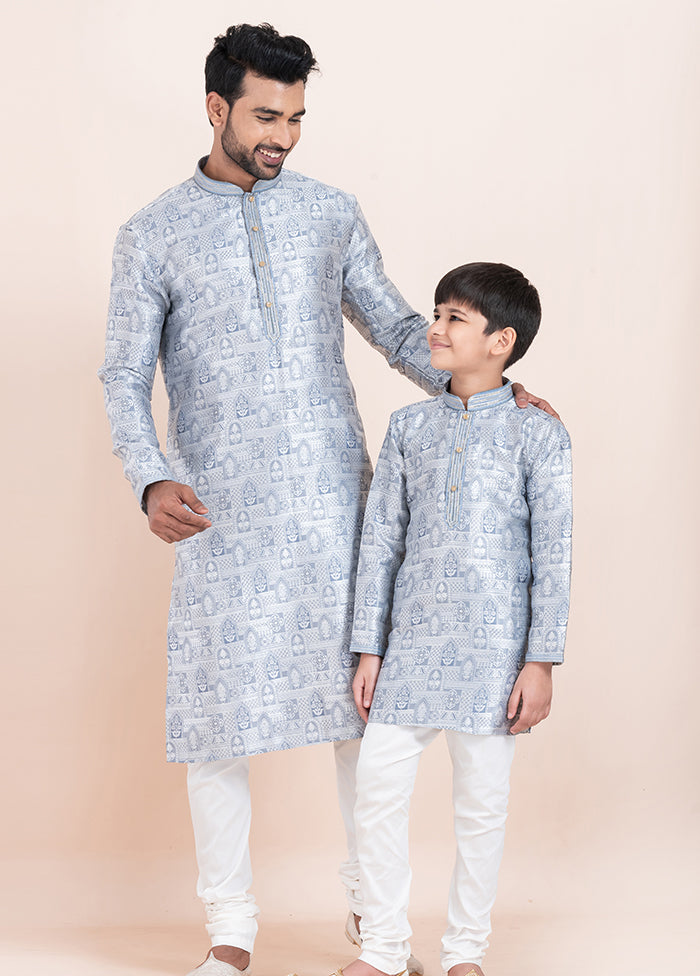 2 Pc Multicolor Silk Father And Son Combo Set
