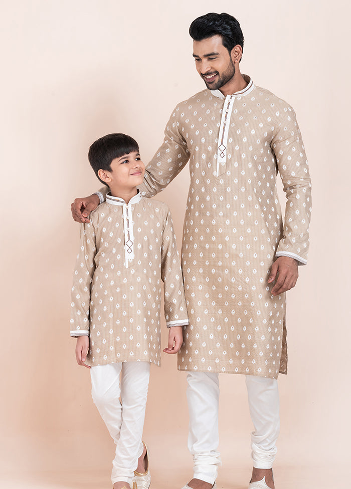 2 Pc Brown Cotton Father And Son Combo Set