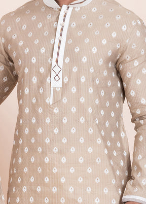 2 Pc Brown Cotton Father And Son Combo Set