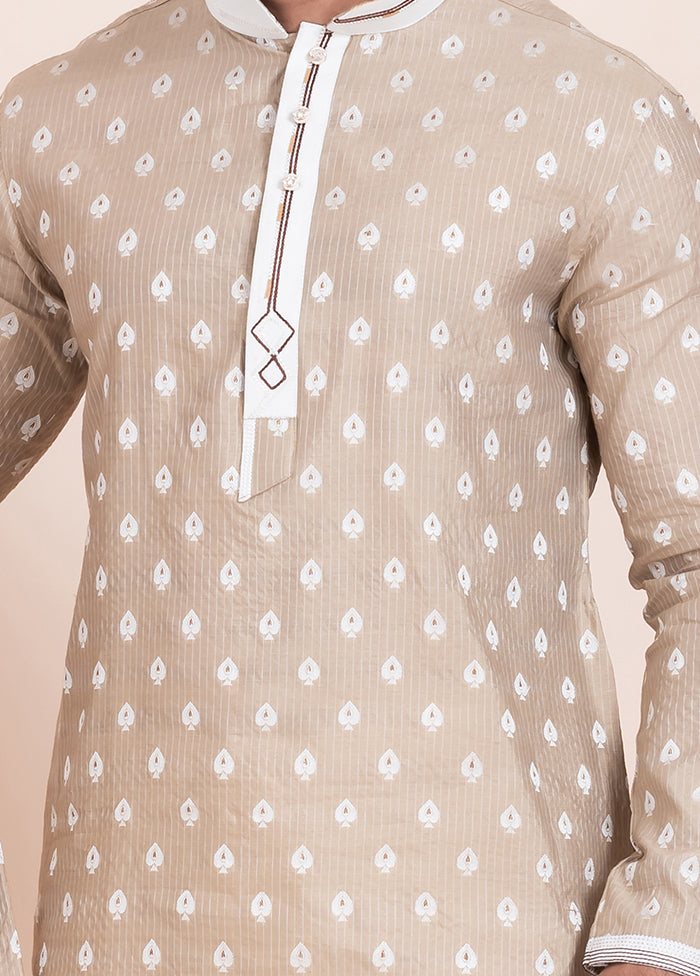 2 Pc Brown Cotton Father And Son Combo Set