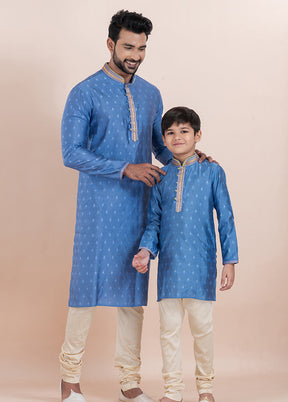 2 Pc Gold Cotton Father And Son Combo Set