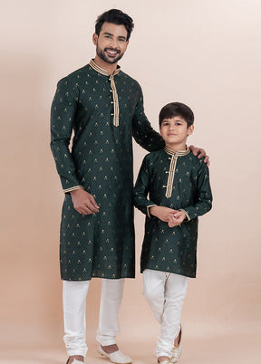 2 Pc White Cotton Father And Son Combo Set