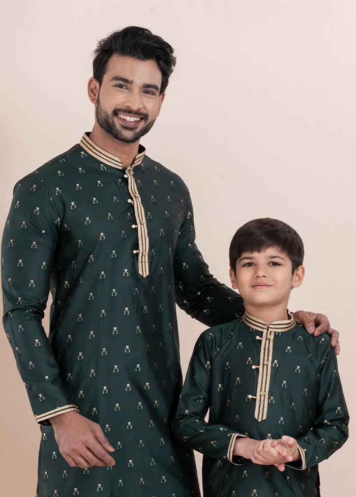 2 Pc White Cotton Father And Son Combo Set