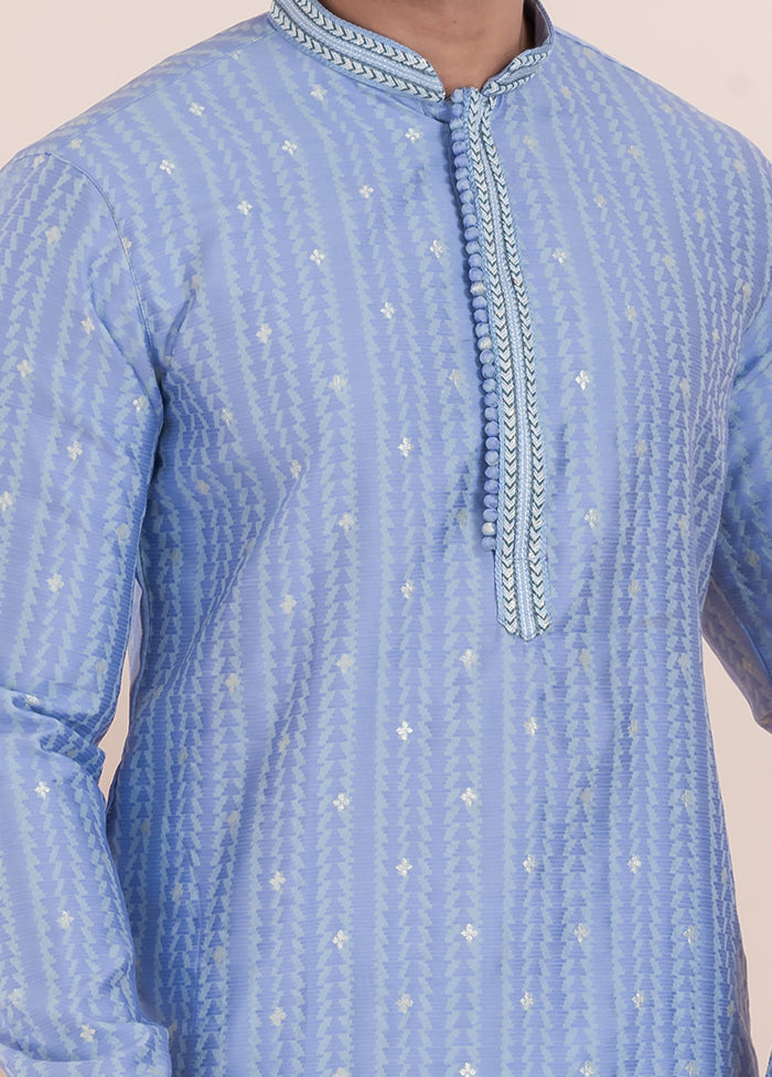 2 Pc White Silk Father And Son Combo Set