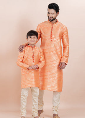 2 Pc Gold Silk Father And Son Combo Set