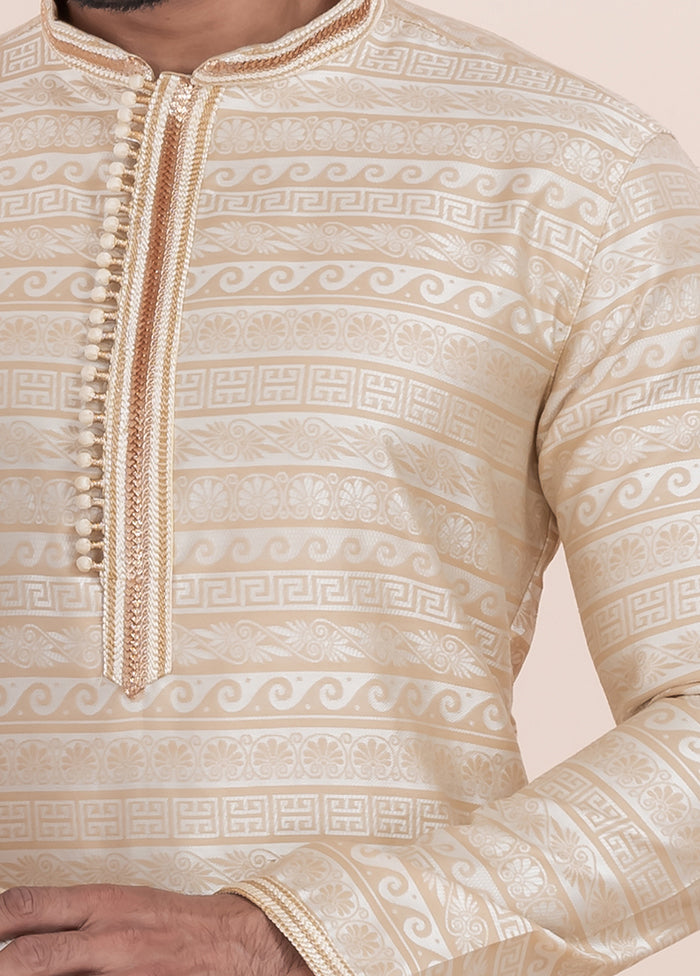 2 Pc White Silk Father And Son Combo Set