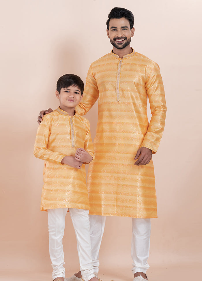 2 Pc White Cotton Father And Son Combo Set