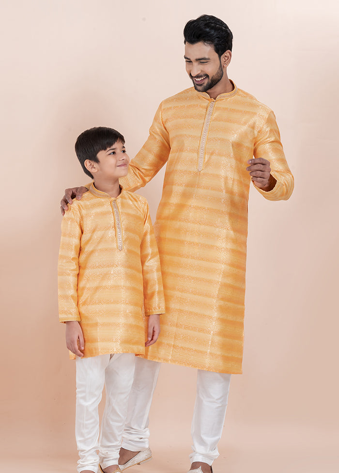 2 Pc White Cotton Father And Son Combo Set