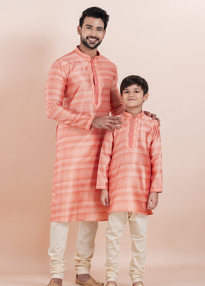 2 Pc Gold Cotton Father And Son Combo Set