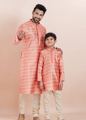 2 Pc Gold Cotton Father And Son Combo Set