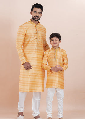 2 Pc White Cotton Father And Son Combo Set