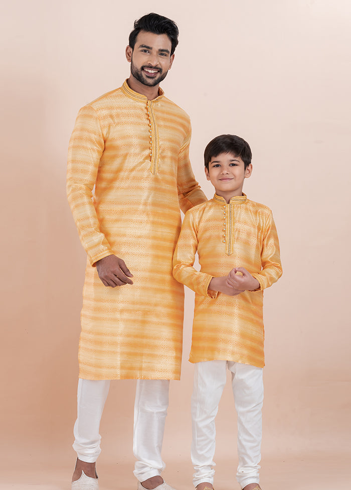 2 Pc White Cotton Father And Son Combo Set