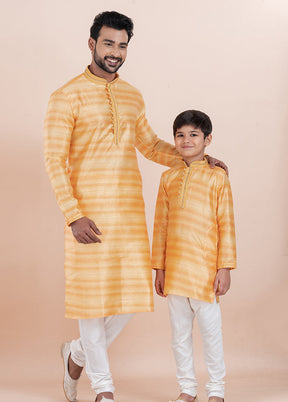 2 Pc White Cotton Father And Son Combo Set