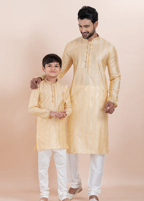 2 Pc White Cotton Father And Son Combo Set