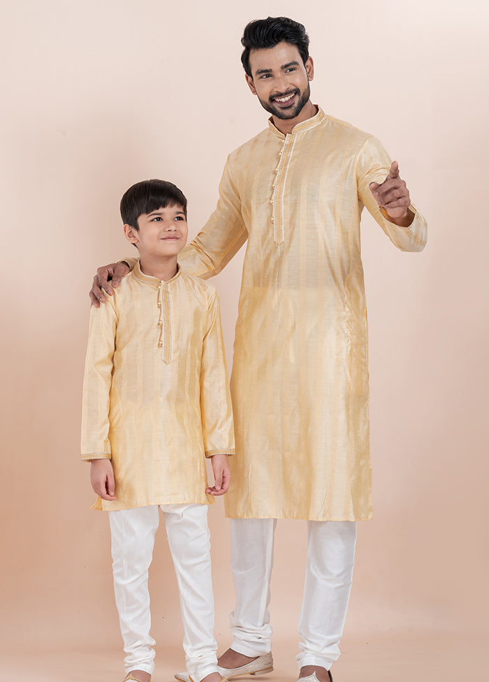 2 Pc White Cotton Father And Son Combo Set