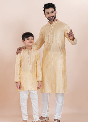 2 Pc White Cotton Father And Son Combo Set