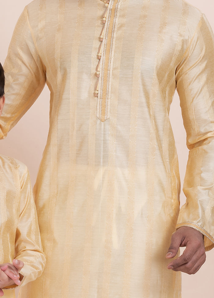 2 Pc White Cotton Father And Son Combo Set