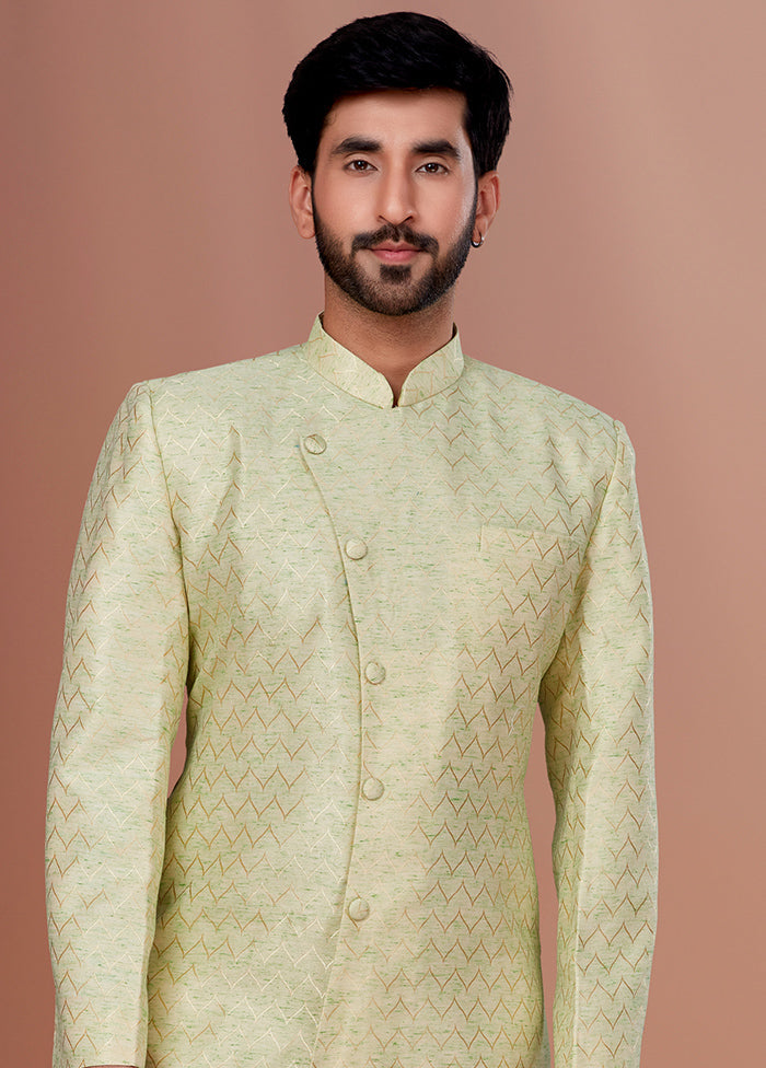 2 Pc Cream Dupion Silk Kurta Pajama Set - Indian Silk House Agencies