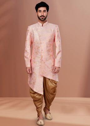 2 Pc Pink Dupion Silk Kurta Pajama Set