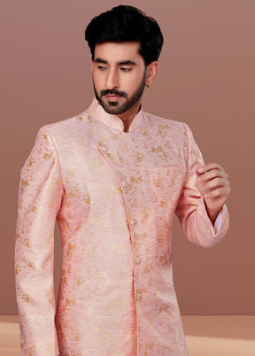 2 Pc Pink Dupion Silk Kurta Pajama Set