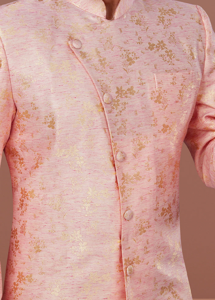 2 Pc Pink Dupion Silk Kurta Pajama Set