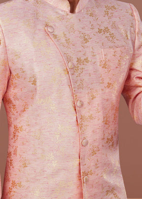 2 Pc Pink Dupion Silk Kurta Pajama Set - Indian Silk House Agencies