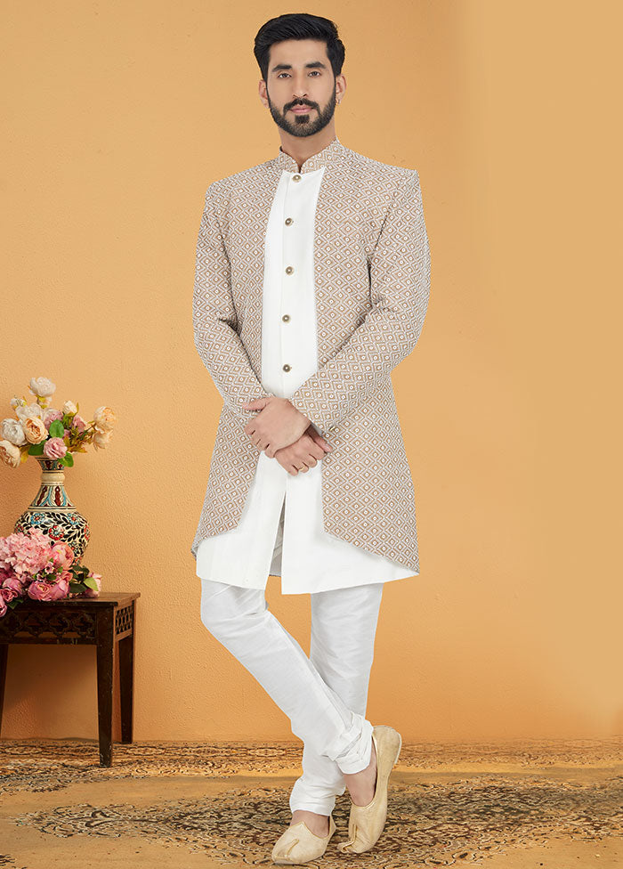 2 Pc White Cotton Kurta And Pajama Set - Indian Silk House Agencies