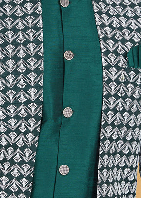 2 Pc Sea Green Cotton Kurta And Pajama Set