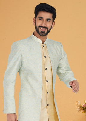 2 Pc Sky Blue Cotton Kurta And Pajama Set