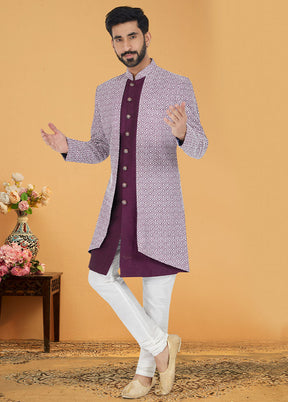 2 Pc Magenta Cotton Kurta And Pajama Set