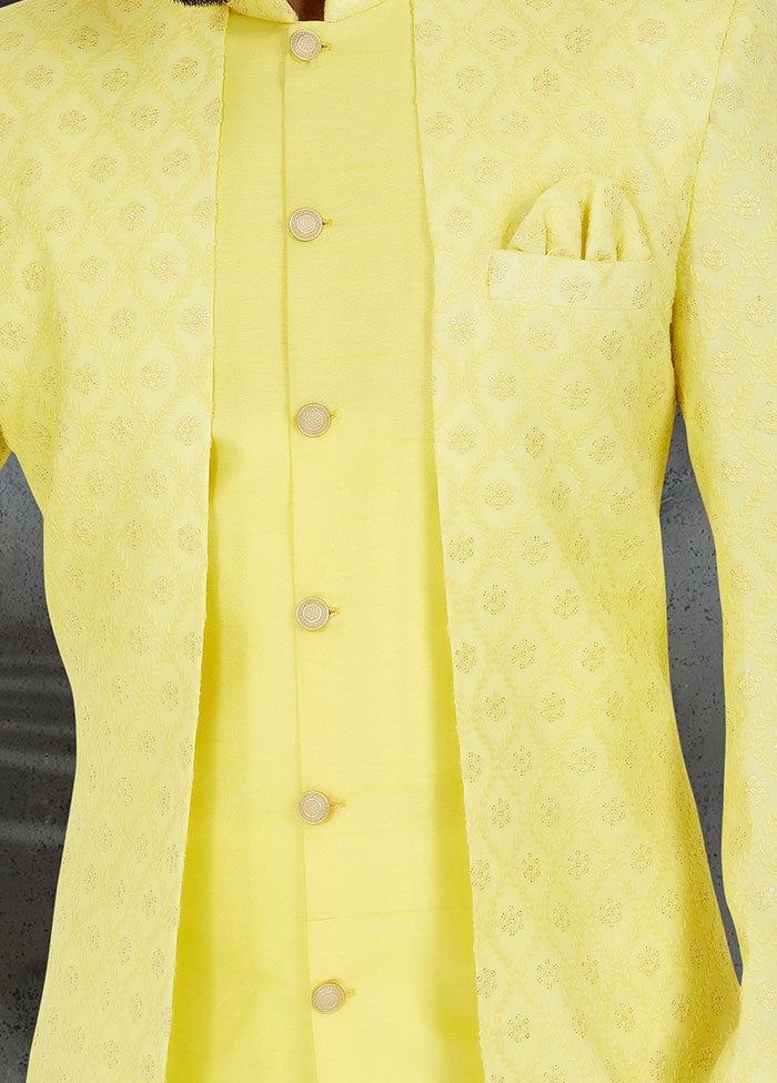 2 Pc Lime Yellow Georgette Kurta And Pajama Set
