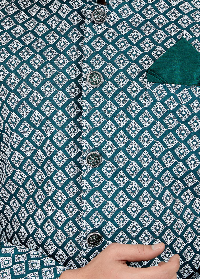 2 Pc Sea Green Dupion Silk Kurta And Pajama Set