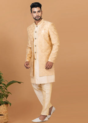 2 Pc Cream Silk Kurta Pajama Set - Indian Silk House Agencies