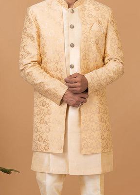 2 Pc Cream Silk Kurta Pajama Set - Indian Silk House Agencies