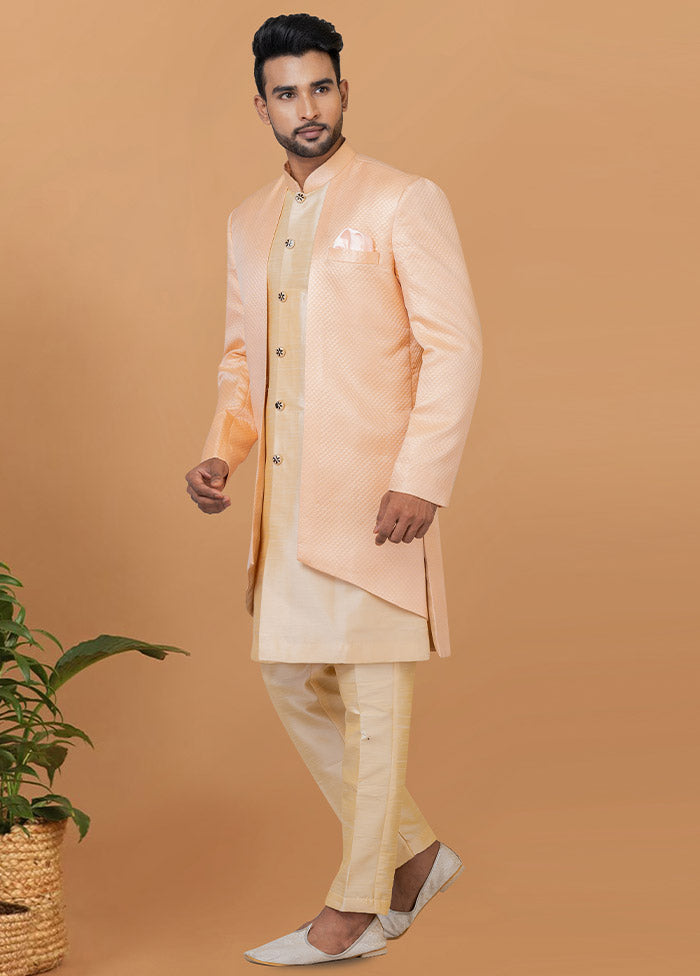 2 Pc Cream Silk Kurta Pajama Set - Indian Silk House Agencies