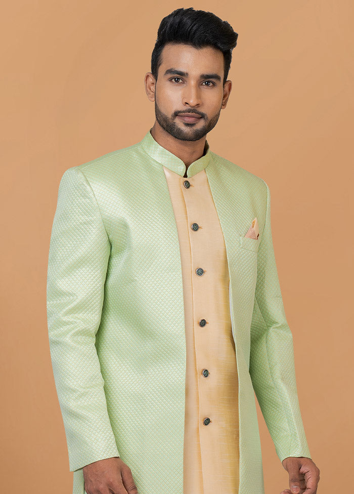 2 Pc Pista Green Silk Kurta Pajama Set