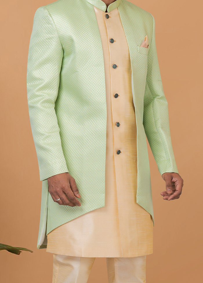 2 Pc Pista Green Silk Kurta Pajama Set